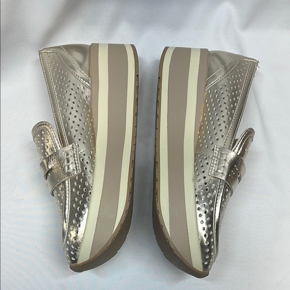 Dolce Vita Janine Slip-On Gold Perforated Loafers - Picture 2 of 5